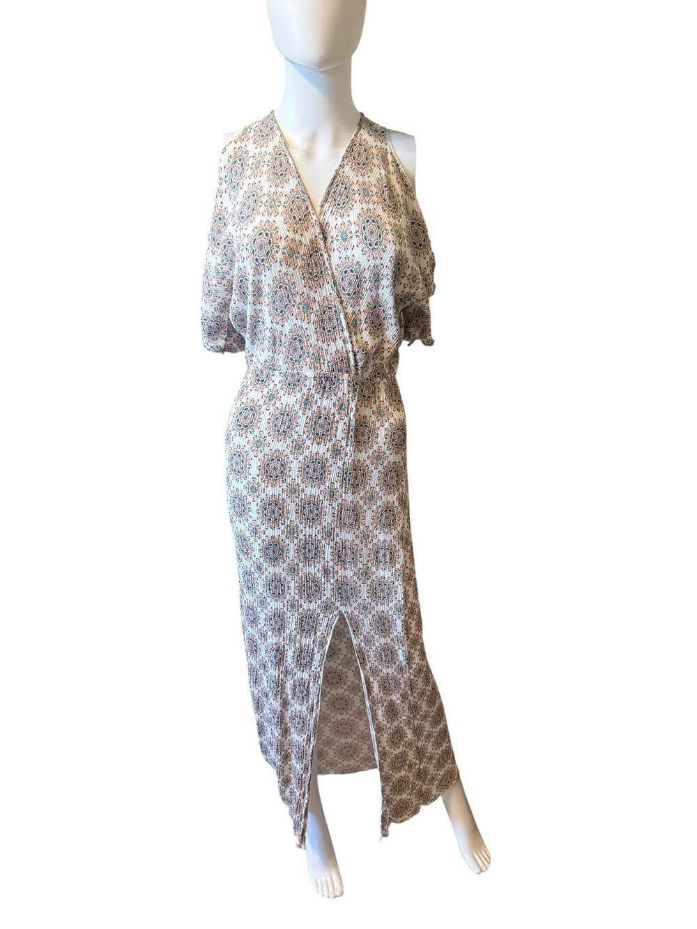Rue21 Women's Boho Floral Printed Cold Shoulder Maxi Dress Size S